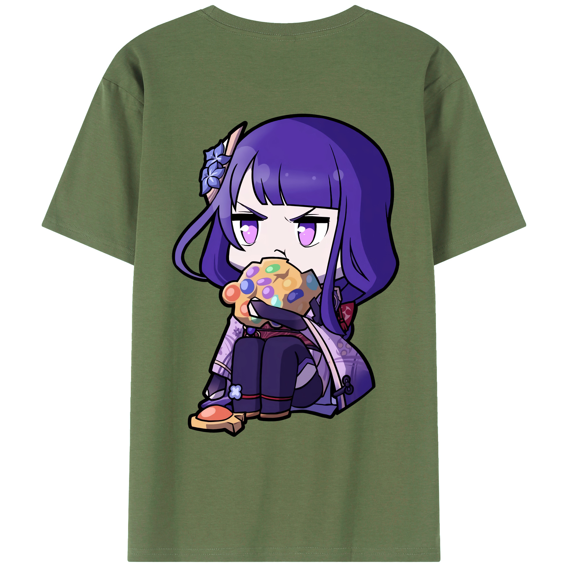 げんし神 雷電将軍 らいでんしょうぐん genshin Raiden Shogun 綿100％ メンズ半袖Tシャツ（バックプリント） 通気性